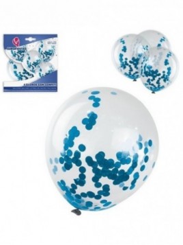 Paquete globos látex con confeti colores