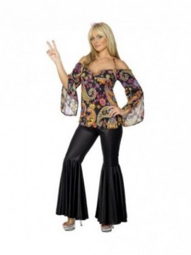 Disfraz Hippie con pantalón para mujer
