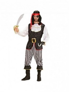 Disfraz Pirata a rayas negras adulto