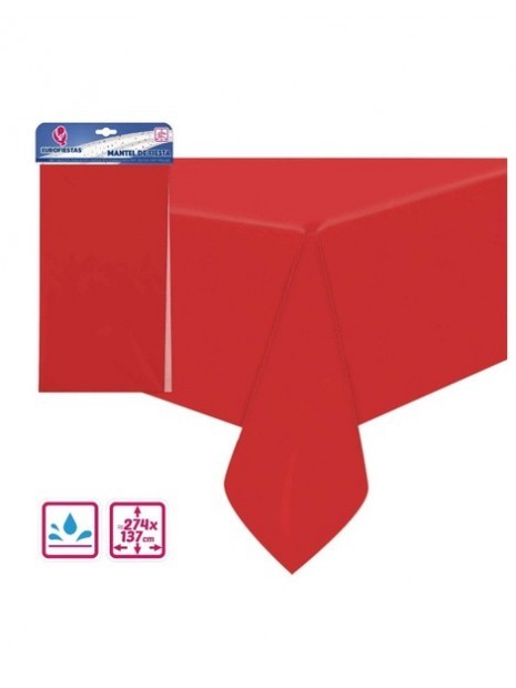 Mantel reutilizable rojo 137x274 cms.