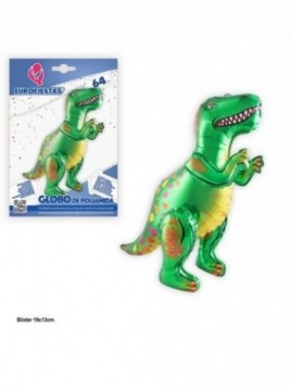 Globo foil dinosaurio de pie verde 64 cm