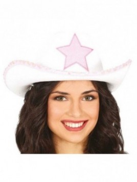 Sombrero vaquero blanco con estrella AD.