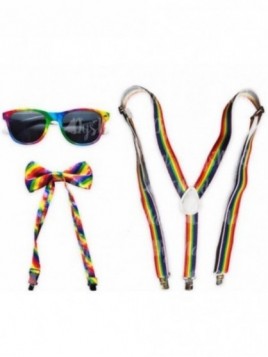 Set Rainbow tirantes+gafas+pajarita