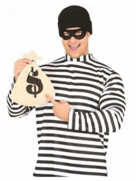 Conjunto Ladrón: antifaz, camisa y bolsa