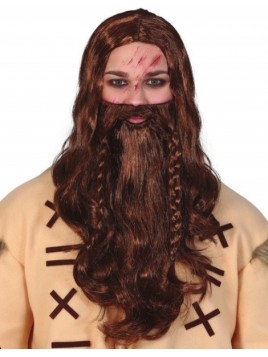 Peluca Vikingo con barba en caja