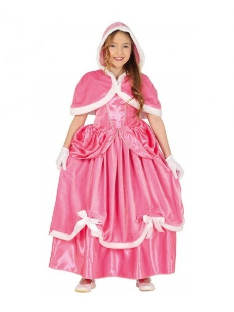 Disfraz Princesa rosa con capucha niña