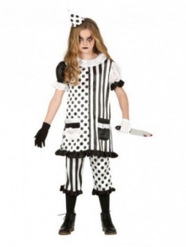Disfraz Pierrot blanco/negro para niña
