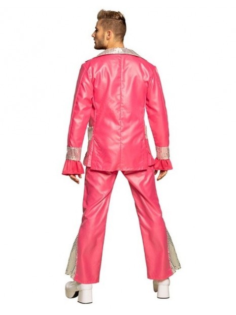 Disfraz Rey de la Disco rosa adulto