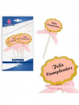 Topper Happy Birthday borde Plata/Oro